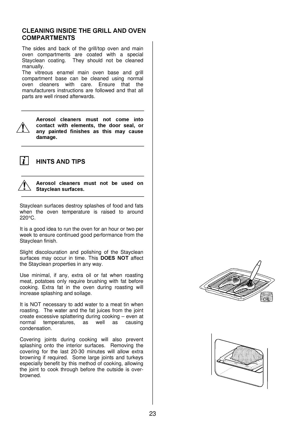 Electrolux EKM6047 user manual Cleaning Inside the Grill and Oven Compartments 