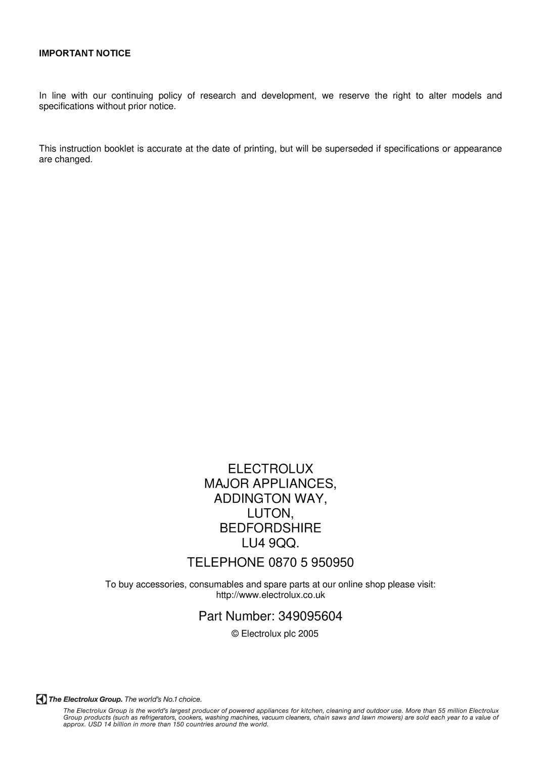 Electrolux EKM6047 user manual Important Notice 