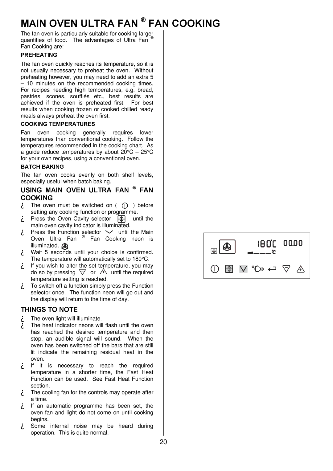 Electrolux EKT6045 manual Using Main Oven Ultra FAN FAN Cooking, Preheating, Cooking Temperatures, Batch Baking 