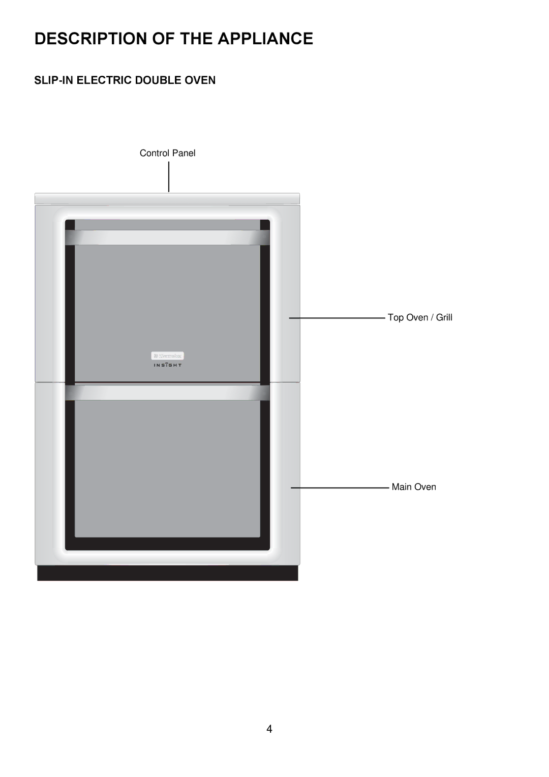 Electrolux EKT6045 manual Description of the Appliance, SLIP-IN Electric Double Oven 