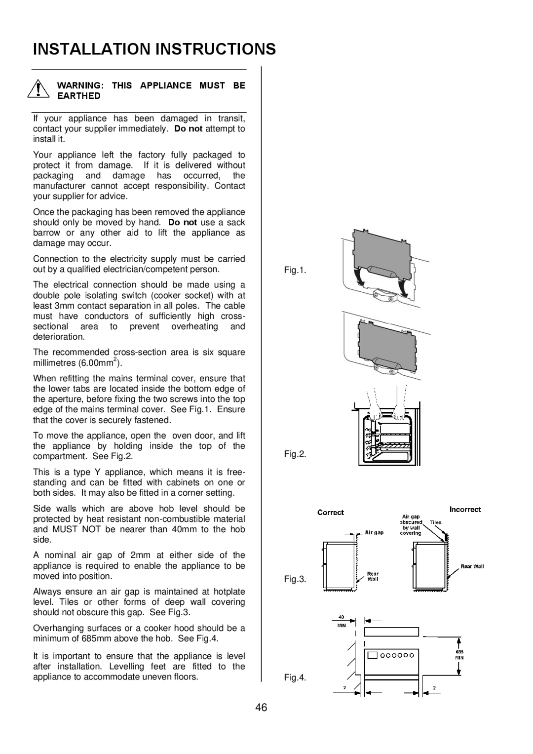 Electrolux EKT6045 manual Installation Instructions 