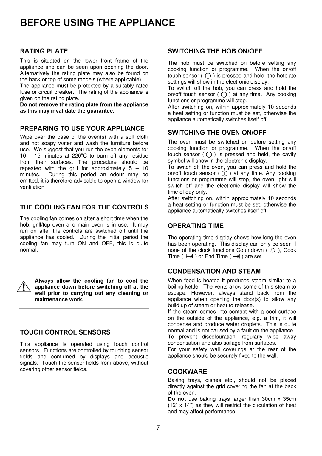 Electrolux EKT6045 manual Before Using the Appliance 