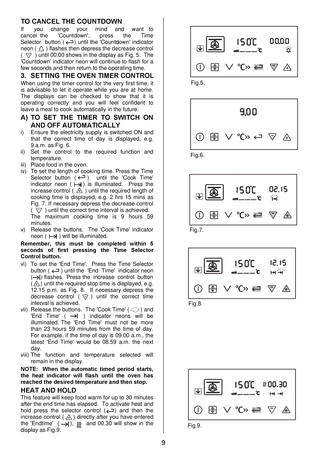 Electrolux EKT6045 manual To Cancel the Countdown, Setting the Oven Timer Control, Heat and Hold 