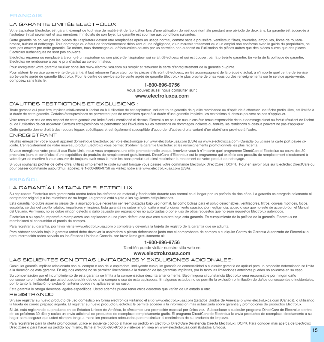 Electrolux EL2/EL5 manual A N Ç a I S 