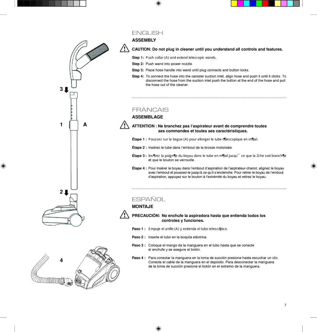 Electrolux EL4060A manual Assembly, Assemblage, Montaje 