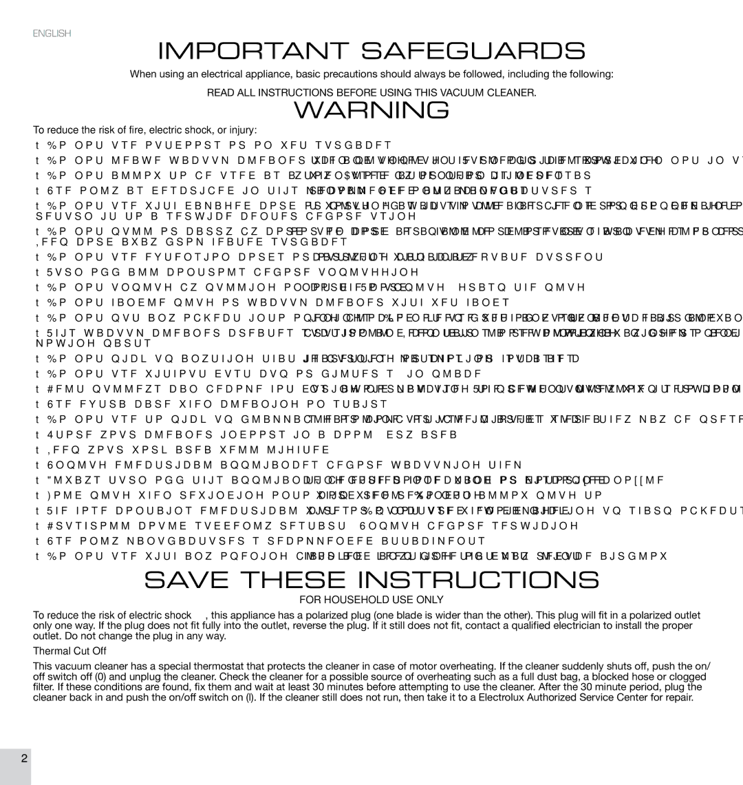 Electrolux EL4300B manual Important Safeguards 