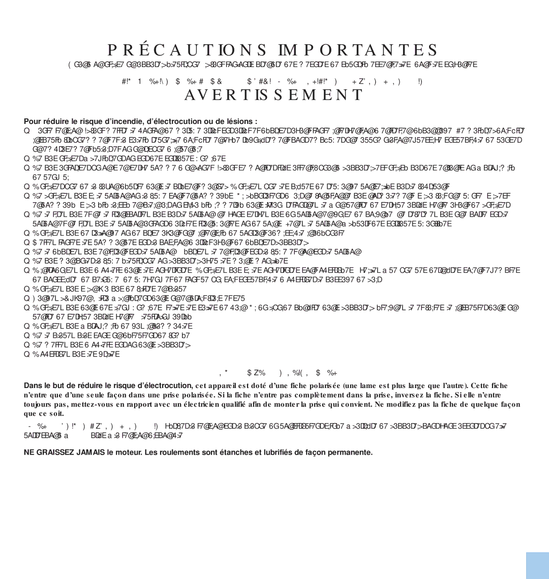 Electrolux EL500AZ manual Précautions IMP Ortan TES, Usage Ménager Uniquement 