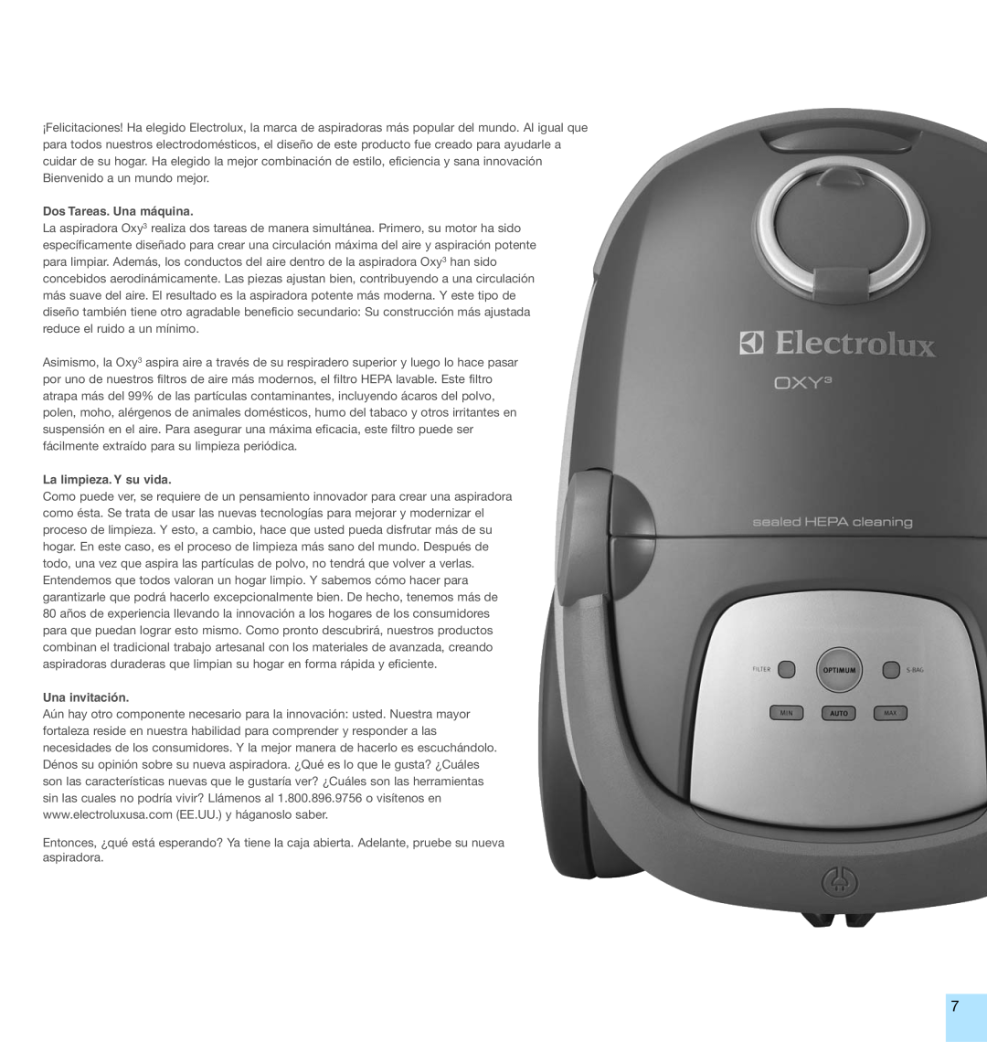 Electrolux EL7000A manual Dos Tareas. Una máquina, La limpieza. Y su vida, Una invitación 