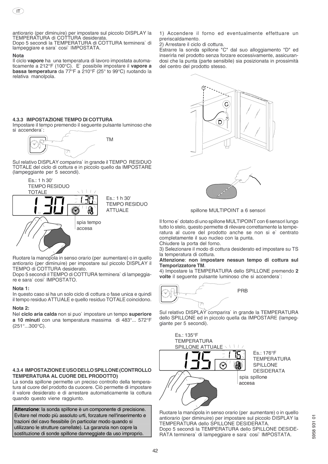 Electrolux ELECTRICS HEATED STEAM CONVECTION OVEN manual Impostazione Tempo DI Cottura 