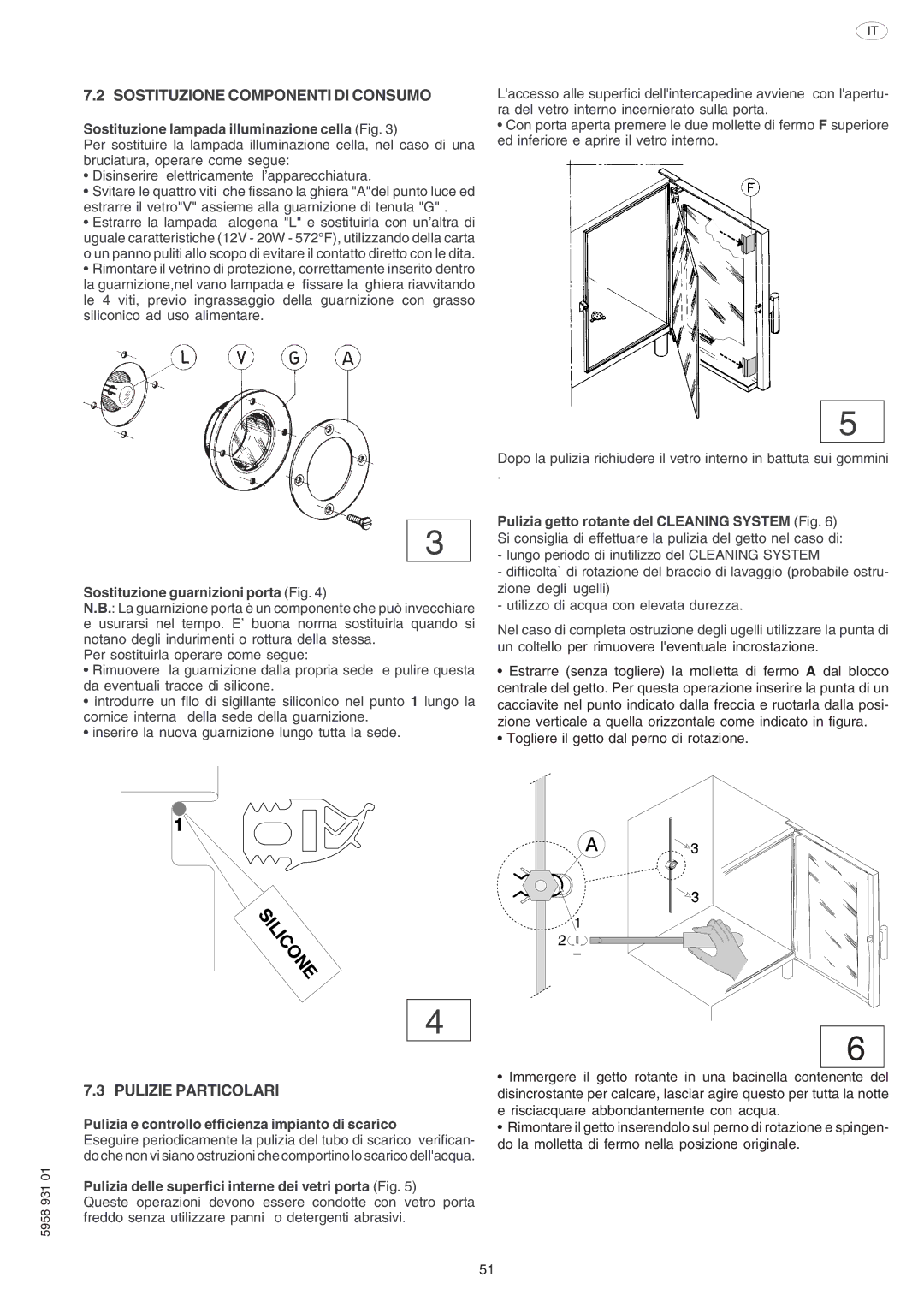 Electrolux ELECTRICS HEATED STEAM CONVECTION OVEN manual Sostituzione Componenti DI Consumo 