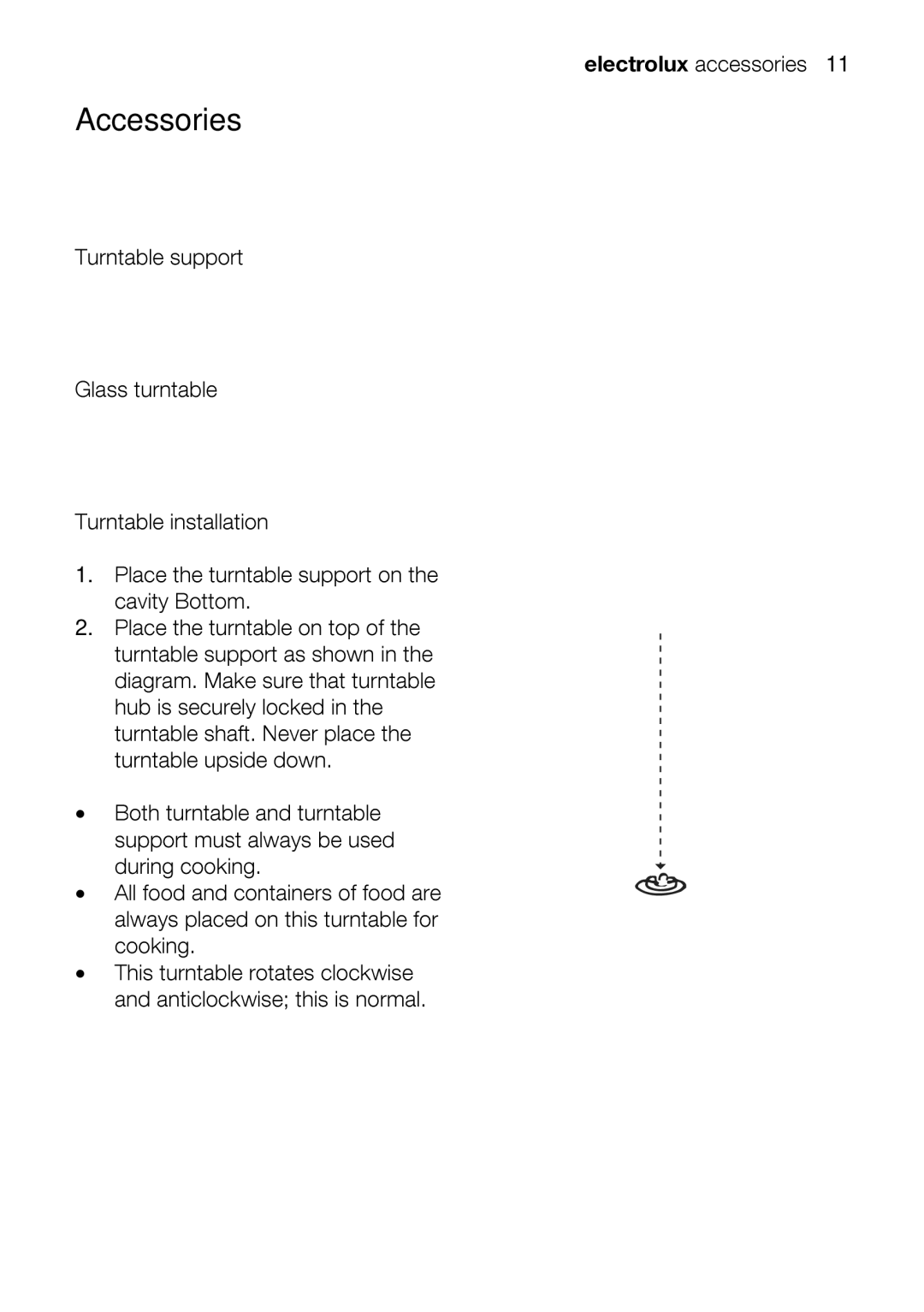 Electrolux EMM1100 Accessories, Bothspprtduringfoodturntablecookingmustalwaysand. beusfood, Electroluxaccessories11 
