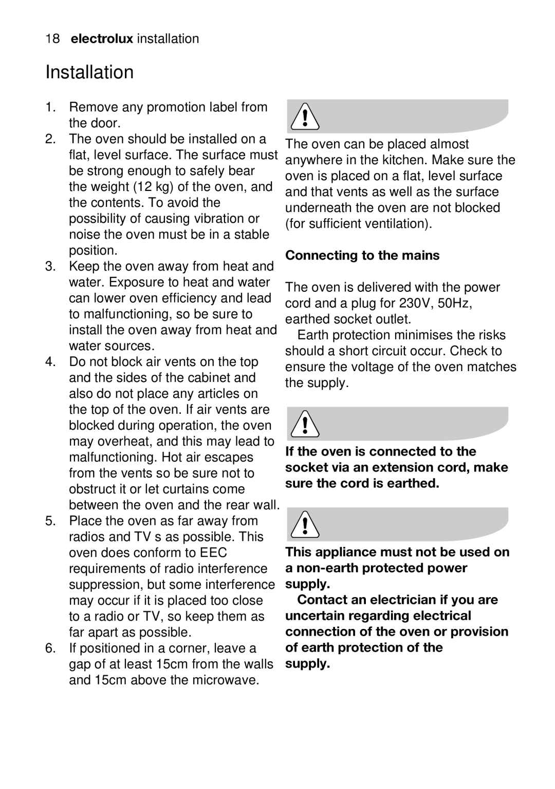 Electrolux EMM1100 user manual Surethecordisearthed, Ifircabinetventsare, Donotblok, Aplugfor230V,50Hz 