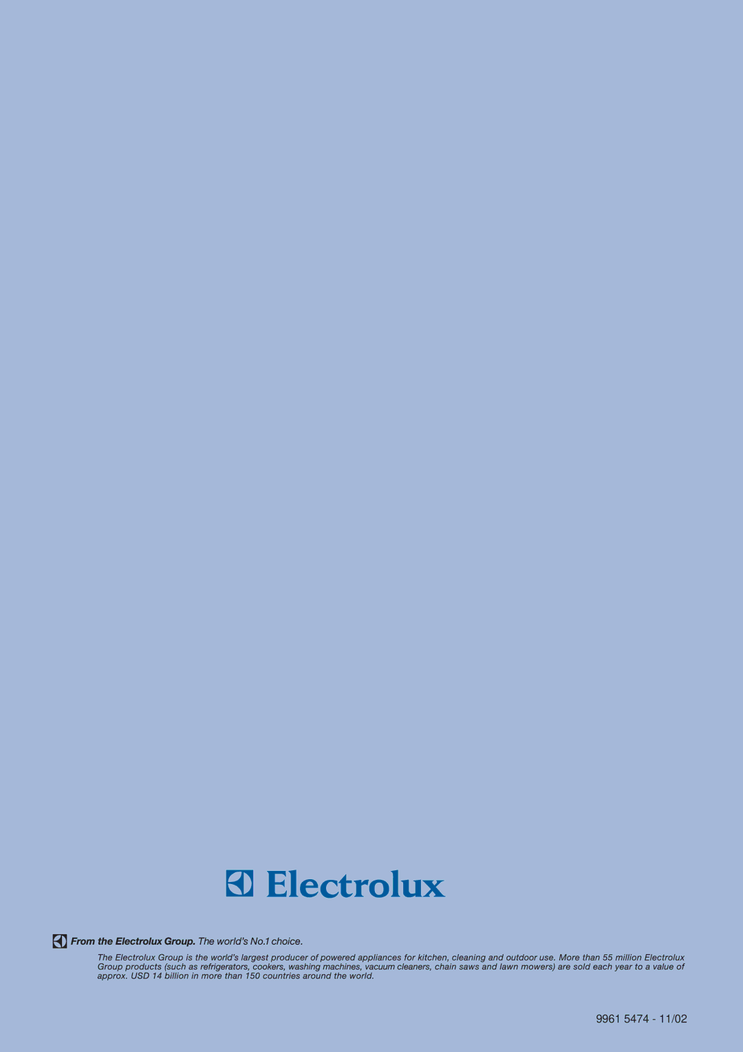 Electrolux EMS 2485 manual 9961 5474 11/02 