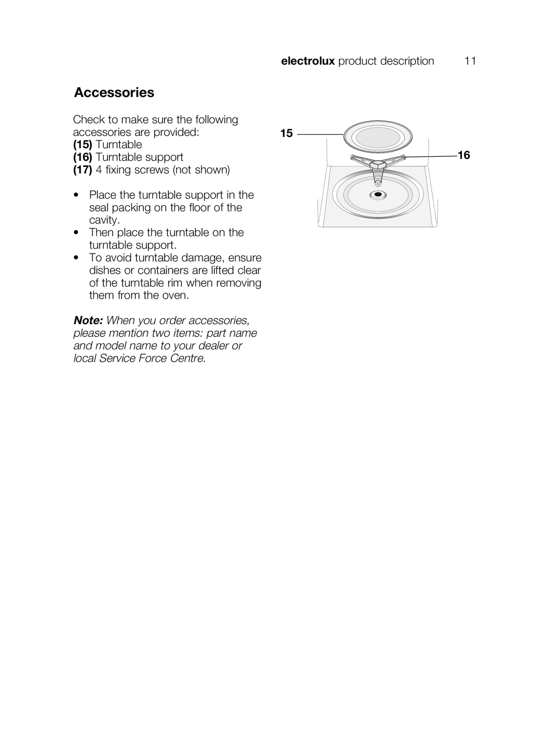 Electrolux EMS17206 user manual Accessories 