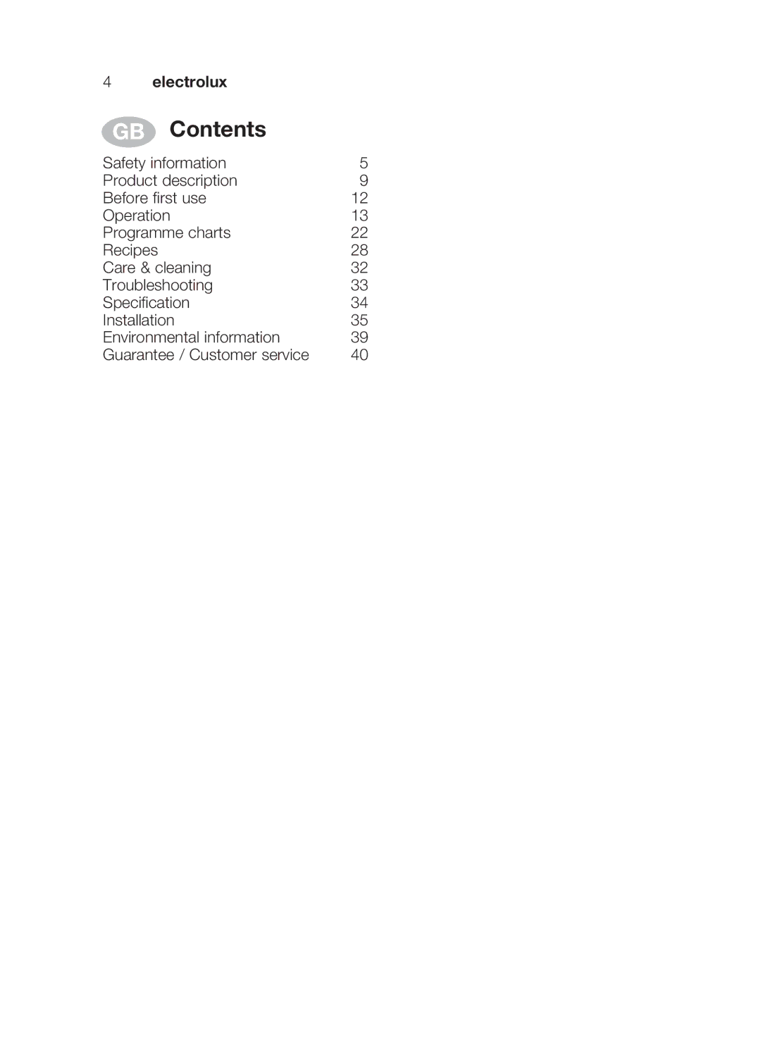 Electrolux EMS17206 user manual GB Contents 