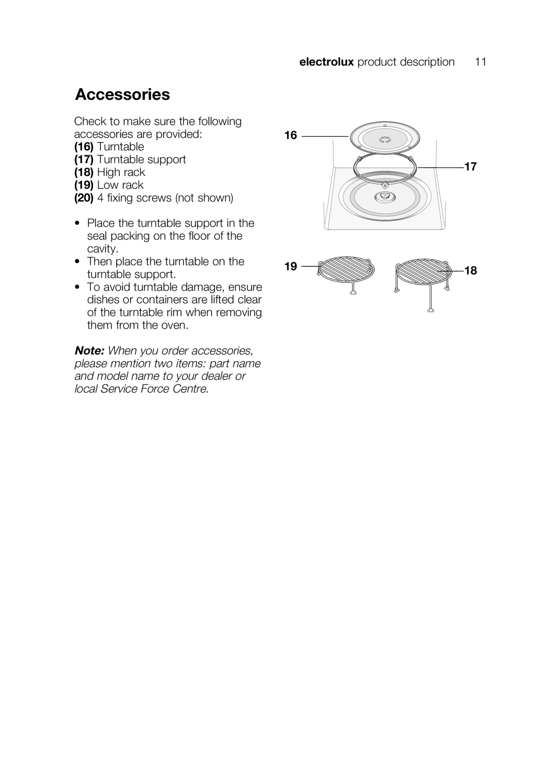 Electrolux EMS26405 user manual Accessories 