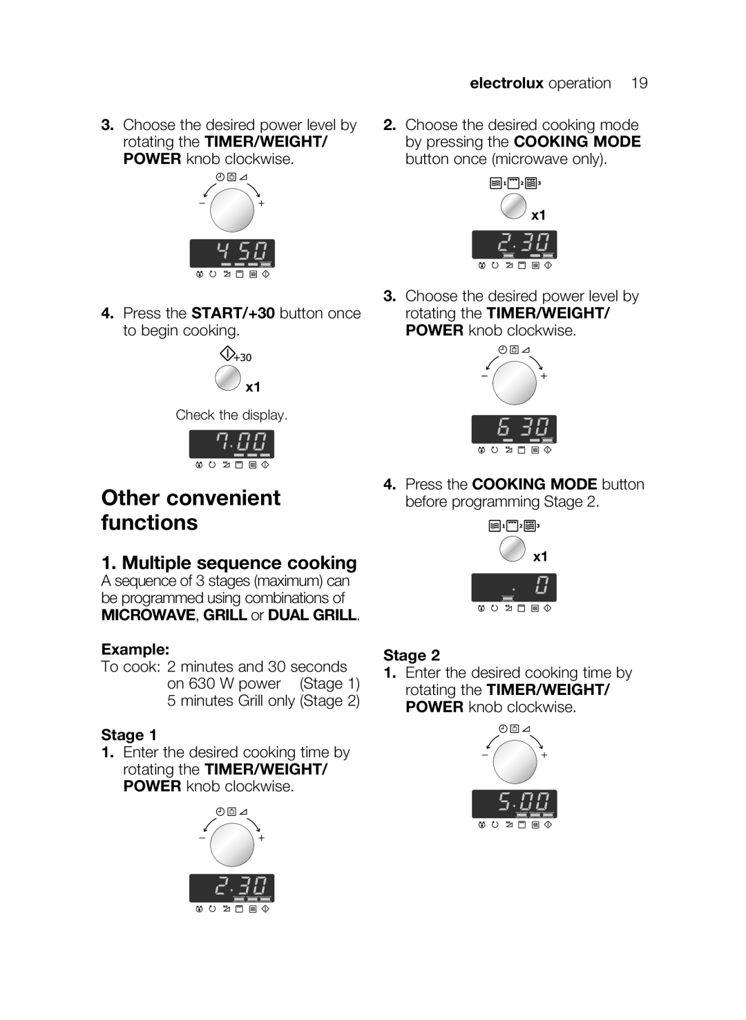 Electrolux EMS26405 user manual Multiple sequence cooking, Example, Stage 