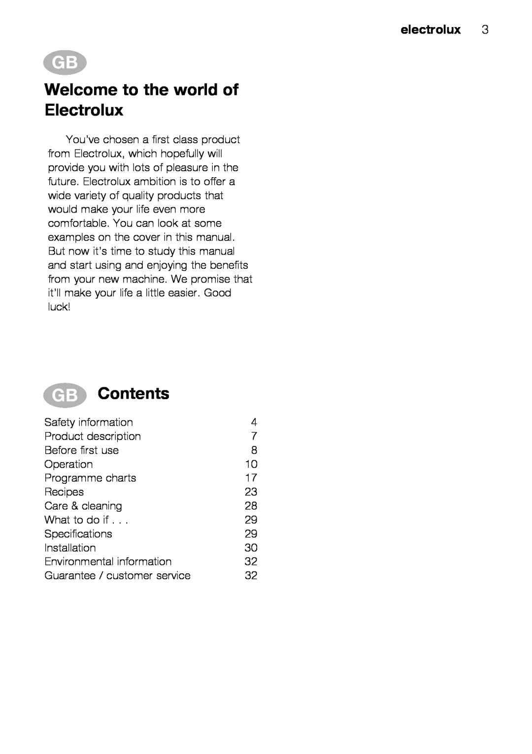 Electrolux EMS26415 user manual Welcome to the world of Electrolux, Contents, electrolux 