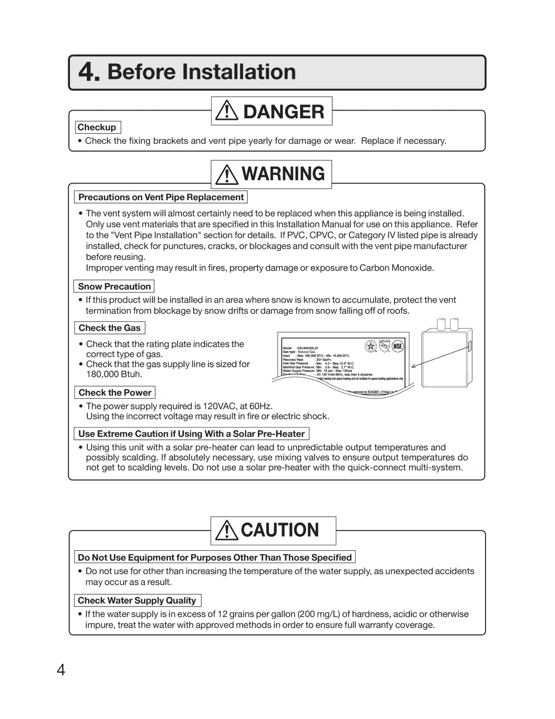 Electrolux EN18WI30LS, EP18WI30LS installation manual Before Installation 