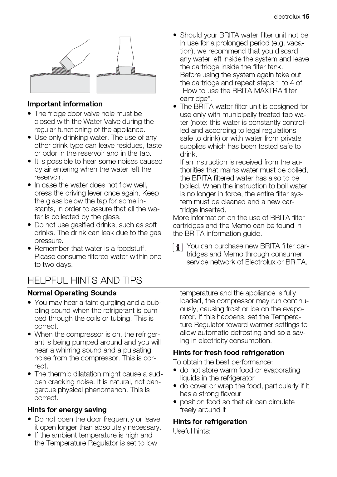 Electrolux ENA34835W user manual Helpful Hints and Tips 