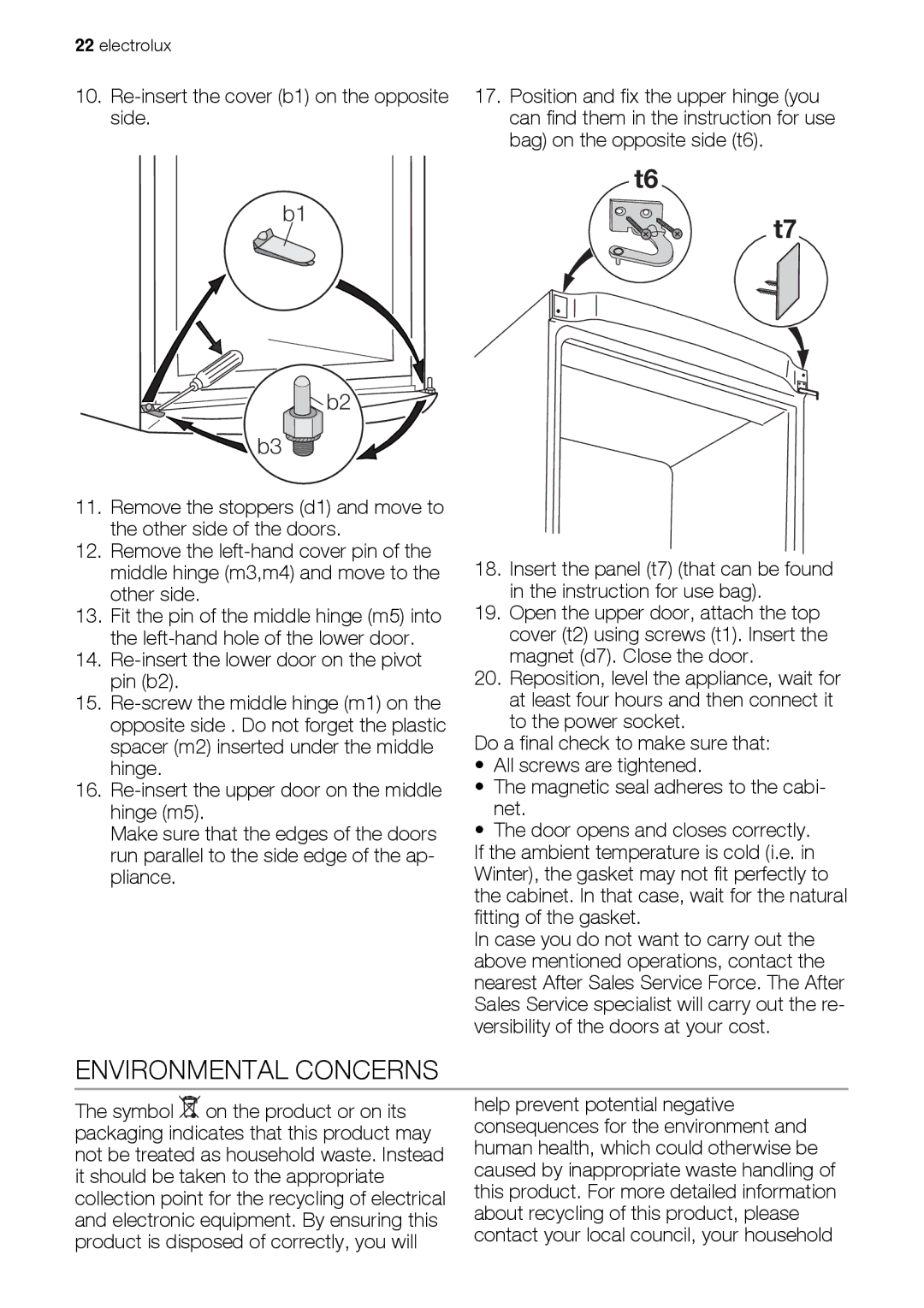 Electrolux ENA34835W user manual Environmental Concerns, B2 b3 