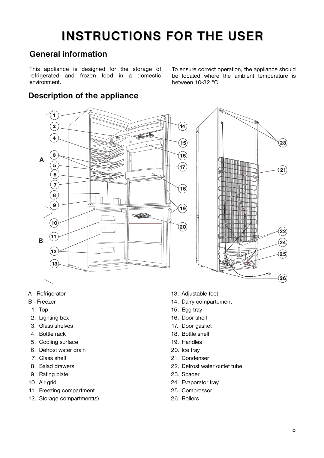 Electrolux ENB 3440 manual General information, Description of the appliance 