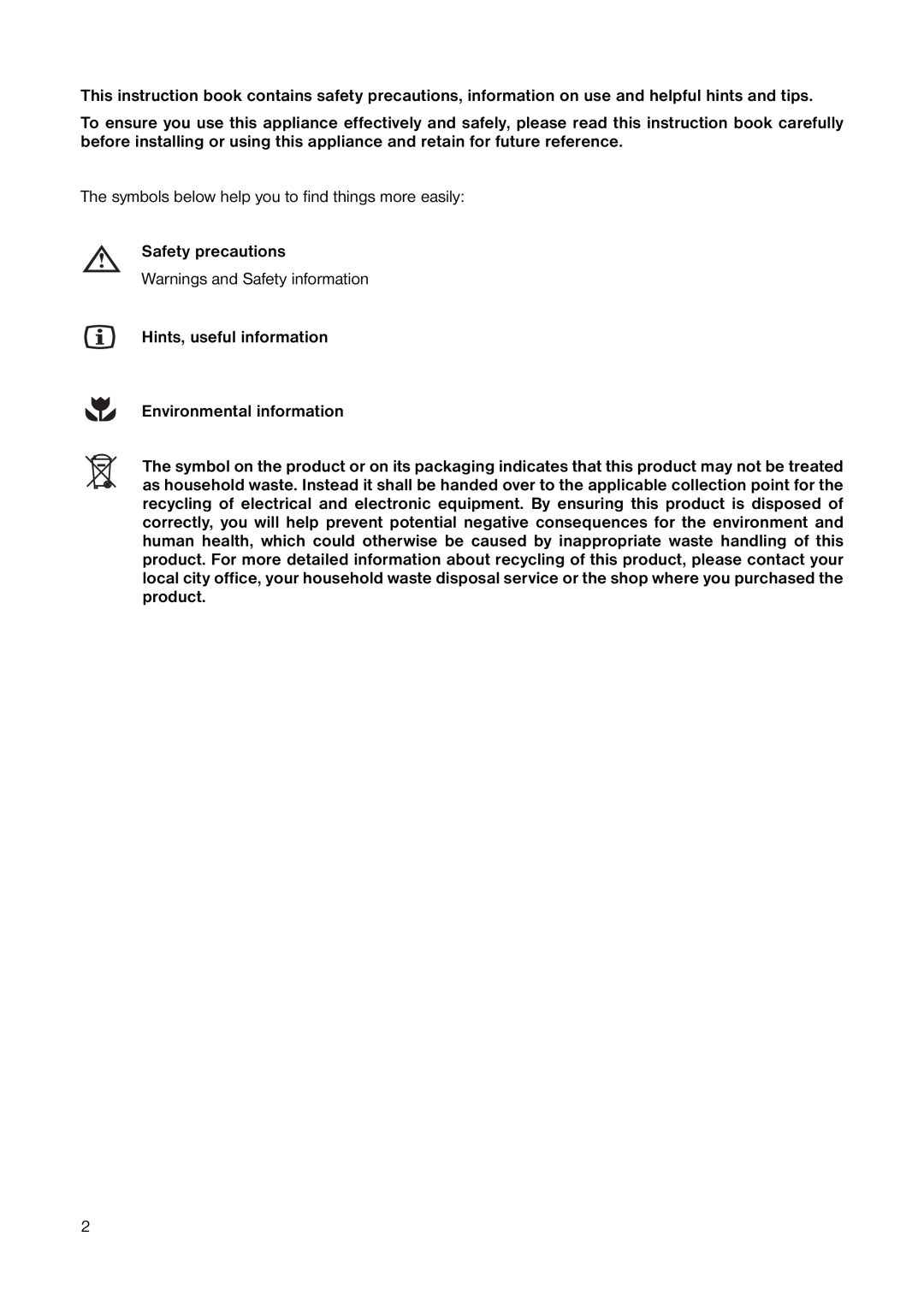 Electrolux ENB 3440 manual Safety precautions 