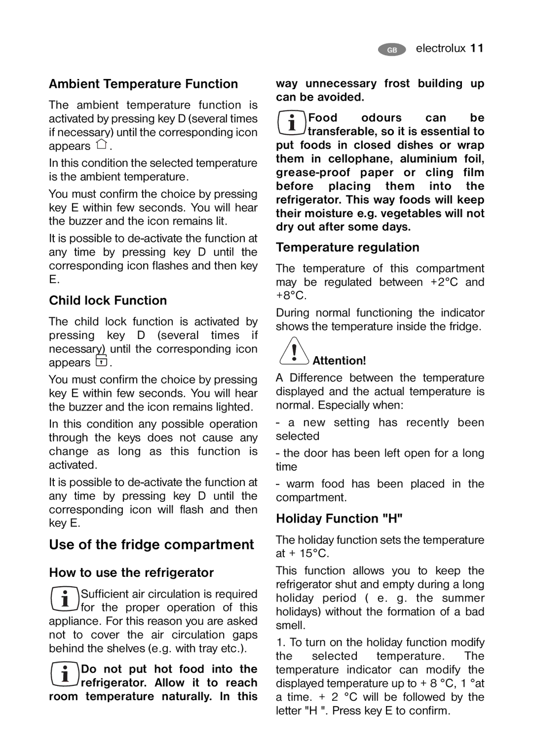 Electrolux ENB 35405 S, ENB 39405 S user manual Use of the fridge compartment 