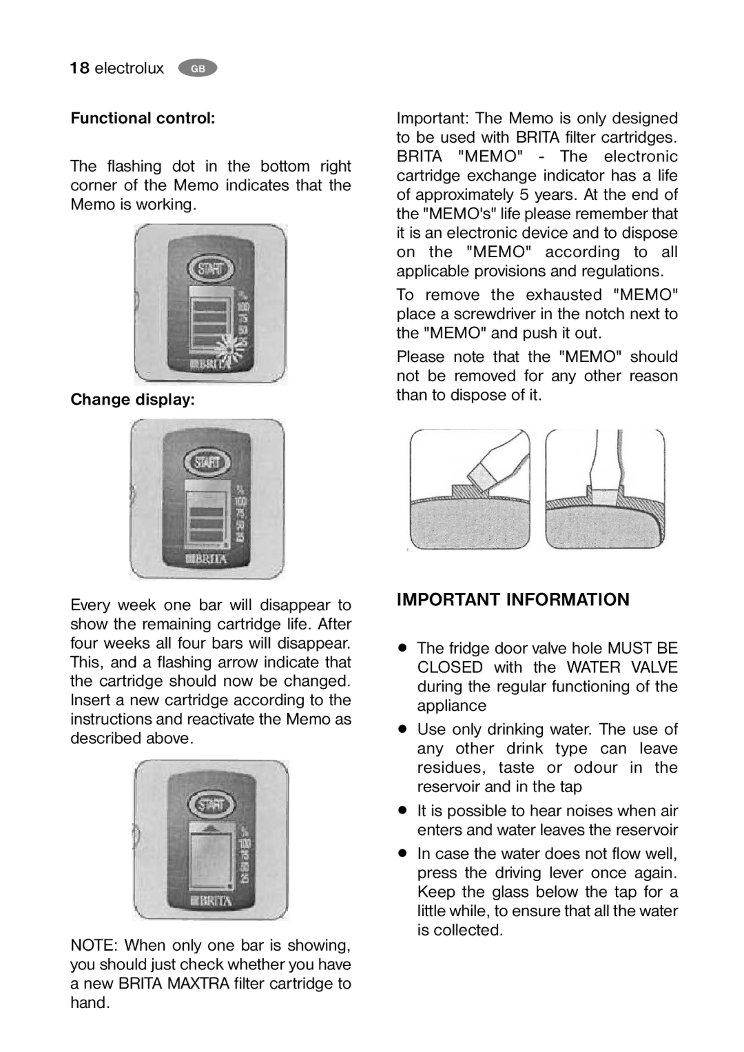 Electrolux ENB 35405 W, ENB 40405 S, ENB 39405 W, ENB 40405 W user manual Functional control, Change display 