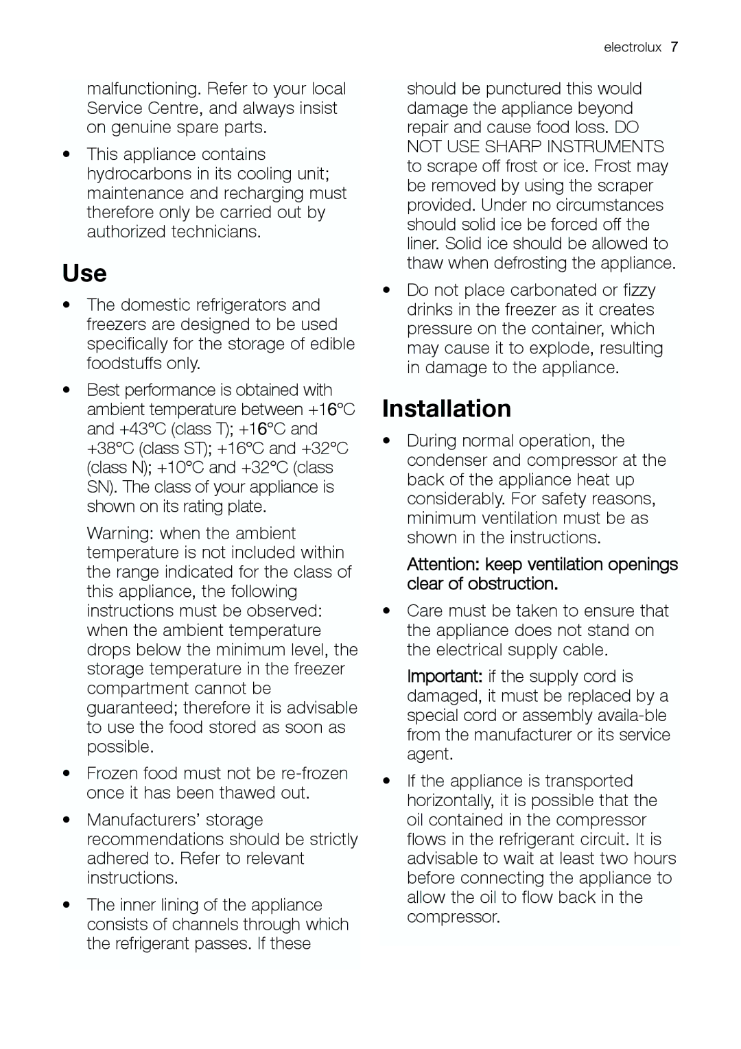 Electrolux ENB 43693 X user manual Use, Installation 