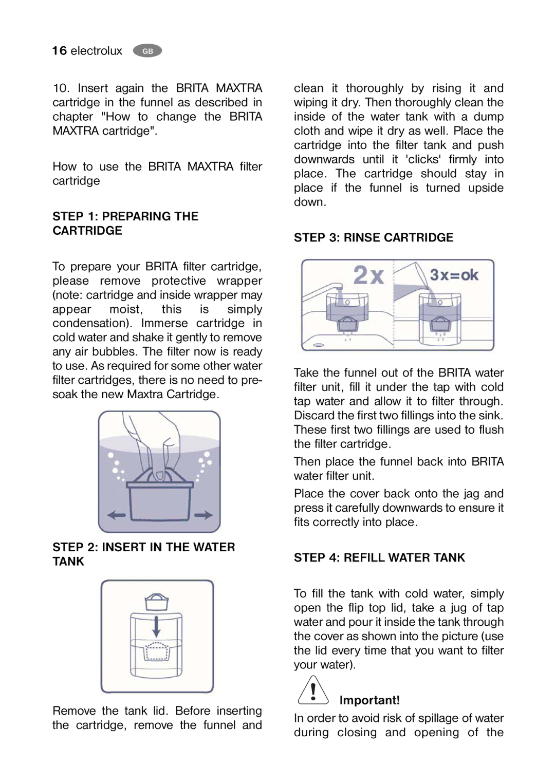 Electrolux ENB35405 S user manual Preparing Cartridge 