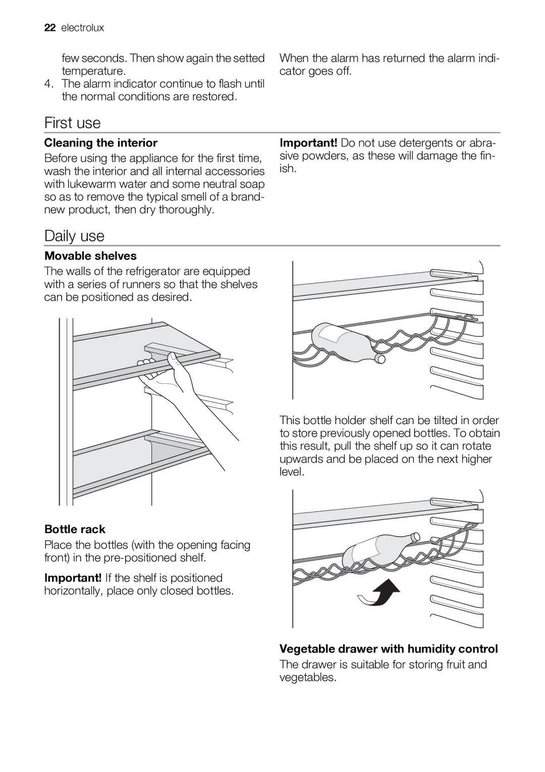 Electrolux ENB44693X user manual First use, Daily use 