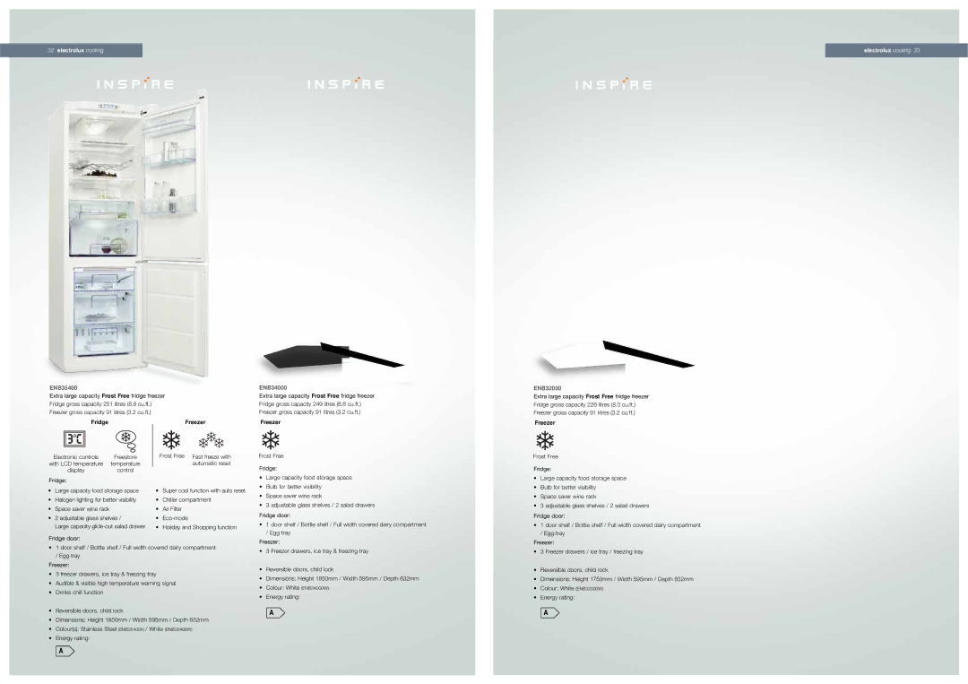 Electrolux ERL6297XS1, ENL62701X manual ENB35400, ENB34000, ENB32000 