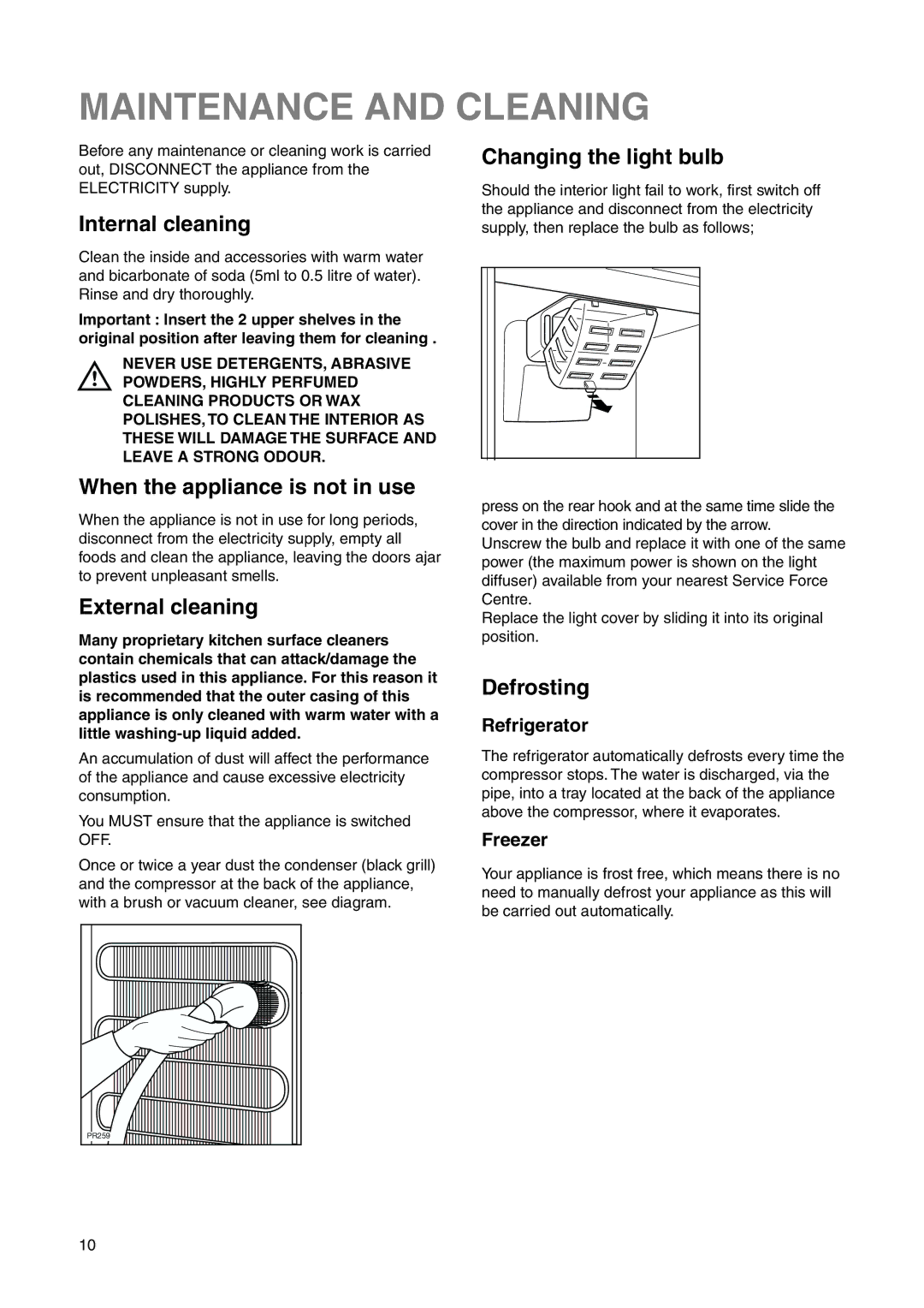 Electrolux ENN 26800 user manual Maintenance and Cleaning 