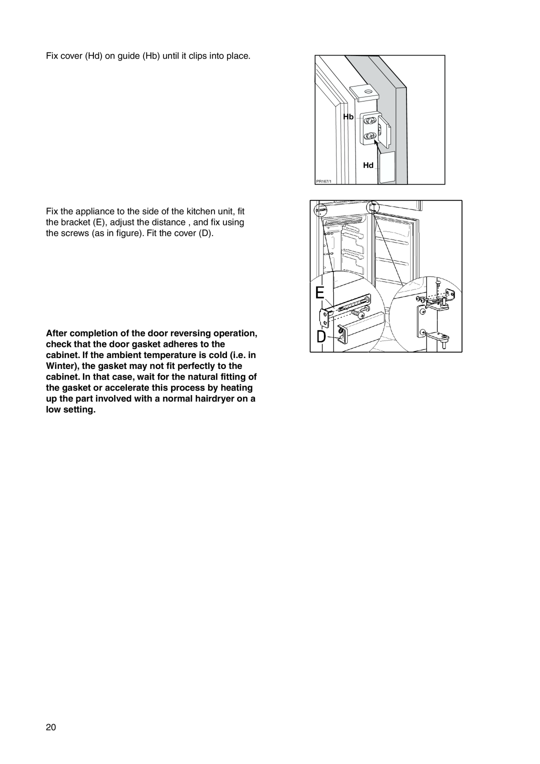 Electrolux ENN 26800 user manual Fix cover Hd on guide Hb until it clips into place, Hb Hd 