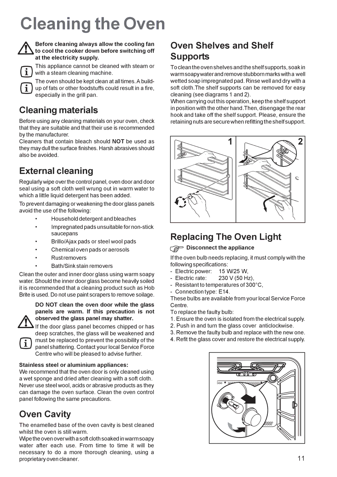 Electrolux EOB 2700 manual Cleaning the Oven 