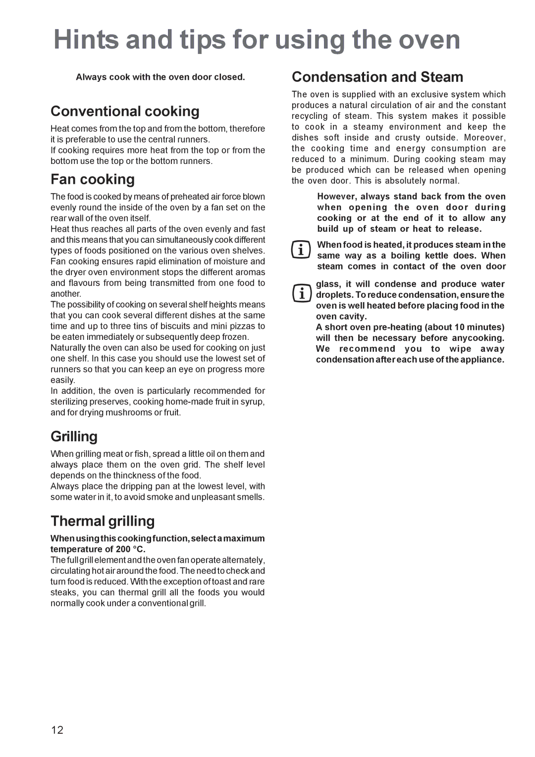 Electrolux EOB 4760 manual Hints and tips for using the oven 