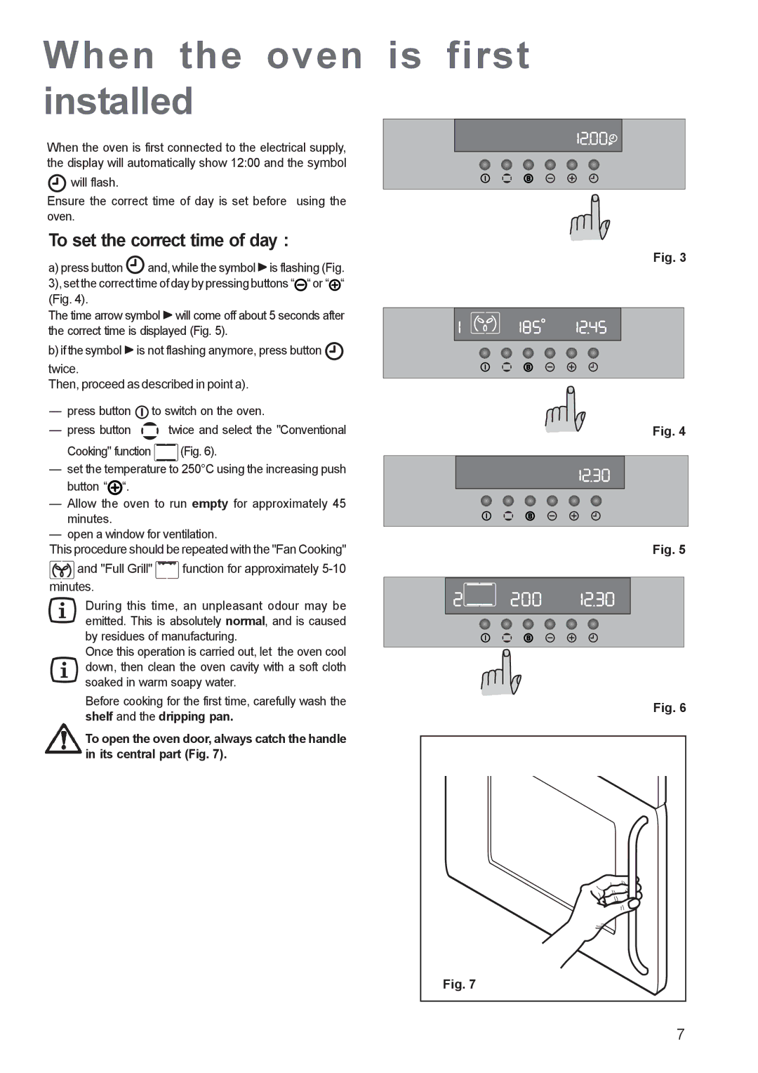 Electrolux EOB 4760 manual When the oven is first installed, To set the correct time of day 