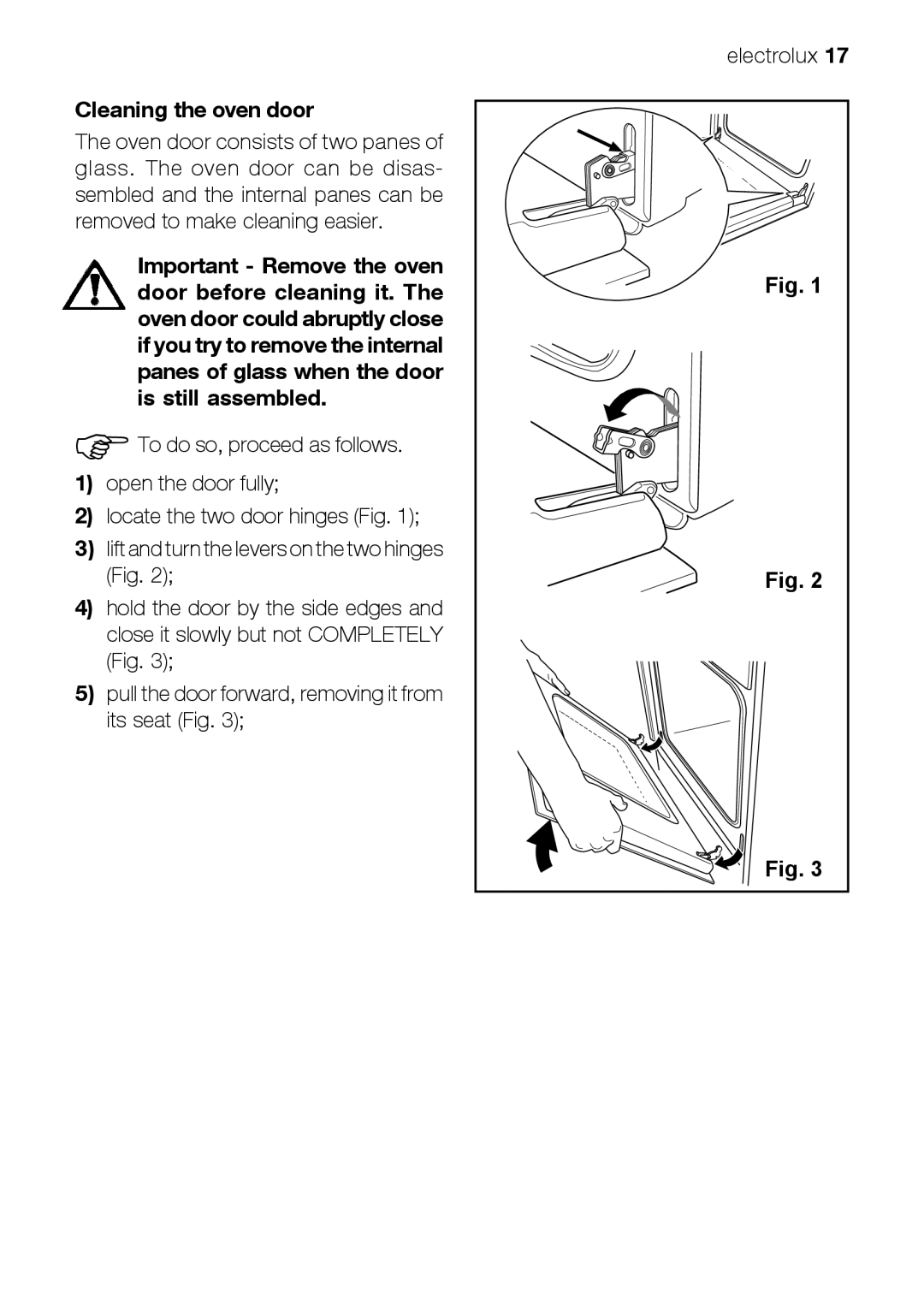 Electrolux EOB 51001 manual Cleaning the oven door 