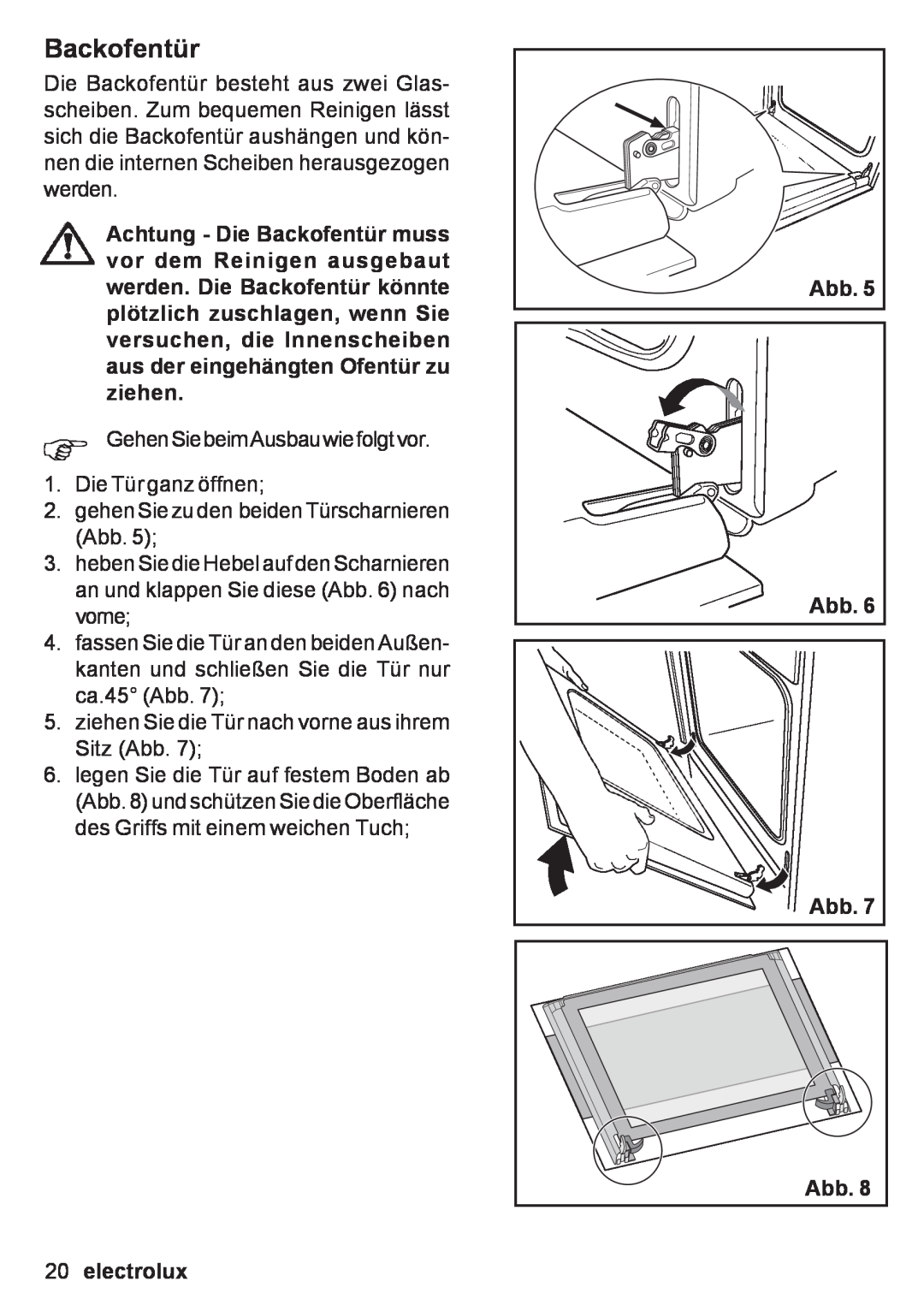 Electrolux EOB 53003 user manual Backofentür, electrolux, Abb Abb 