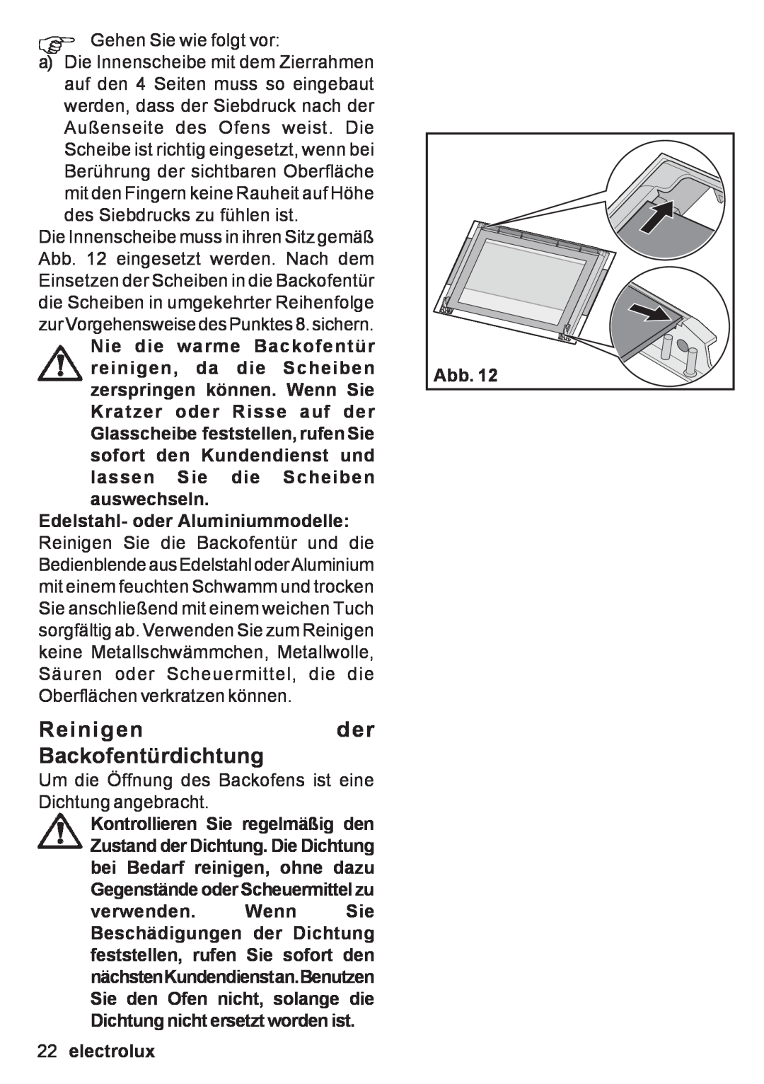 Electrolux EOB 53003 user manual Reinigender Backofentürdichtung, electrolux 