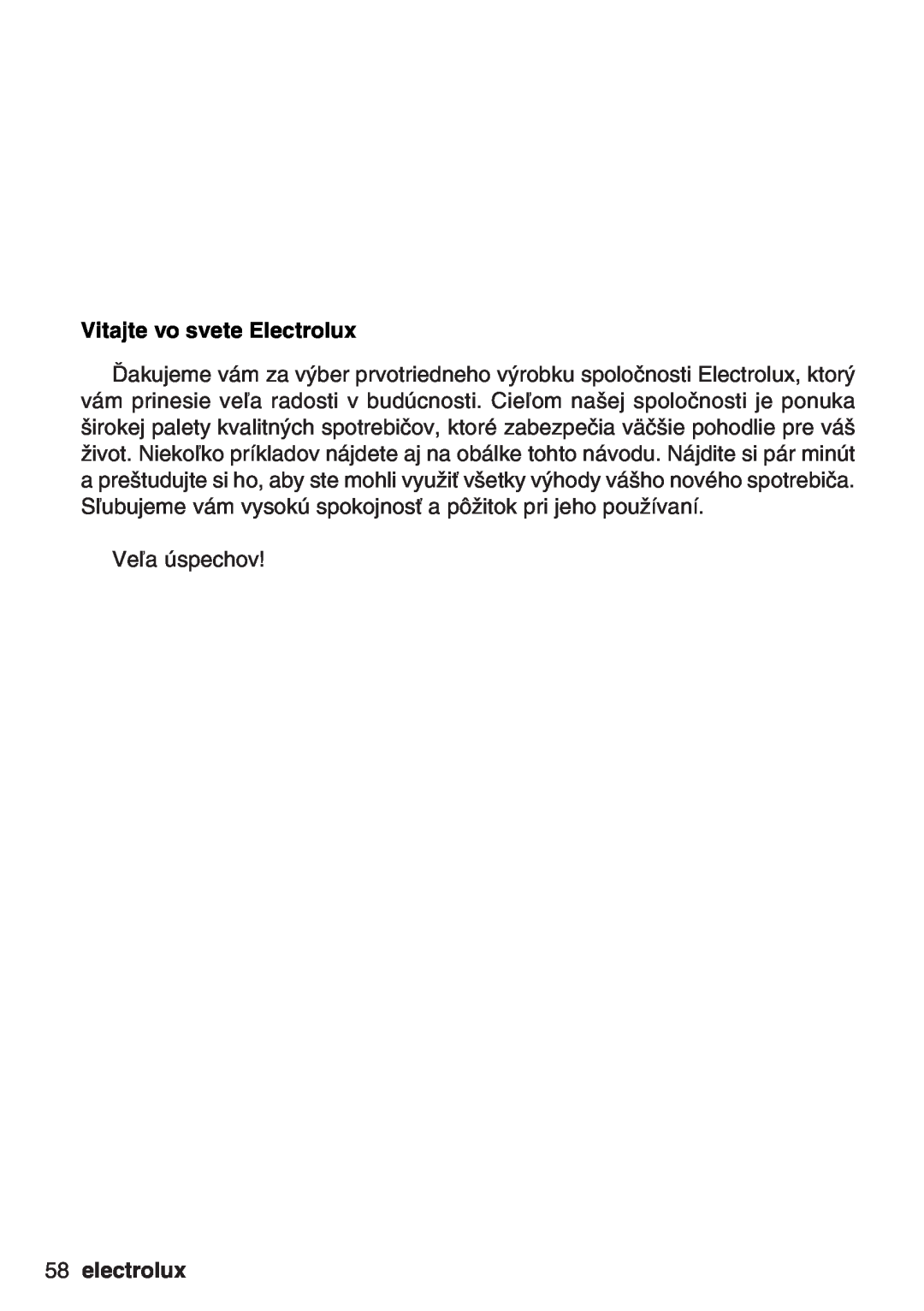 Electrolux EOB 53003 user manual Vitajte vo svete Electrolux, electrolux 