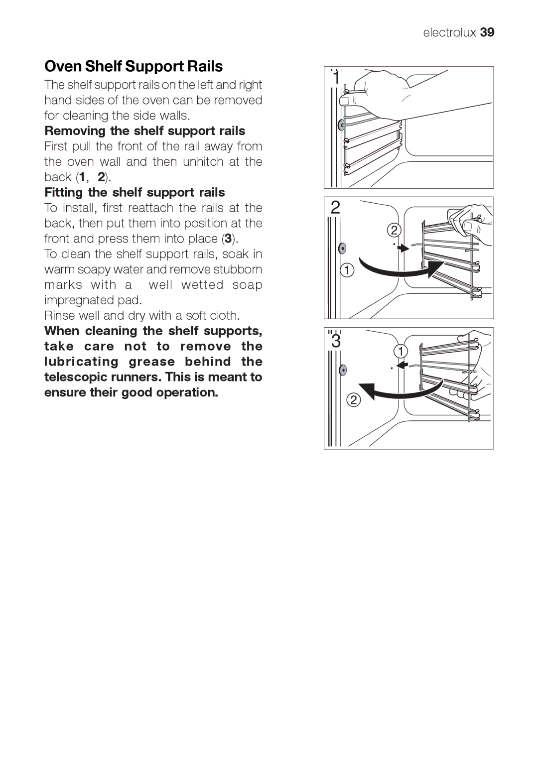 Electrolux EOB 68713 user manual Oven Shelf Support Rails 