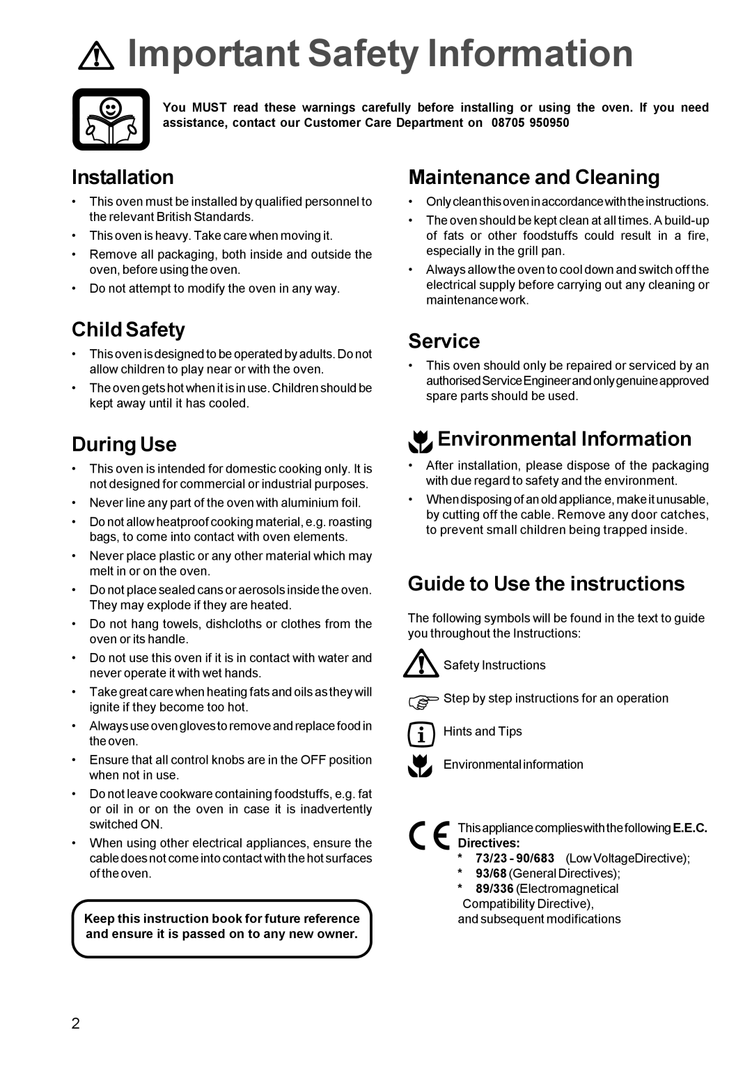 Electrolux EOB 812 manual Important Safety Information 