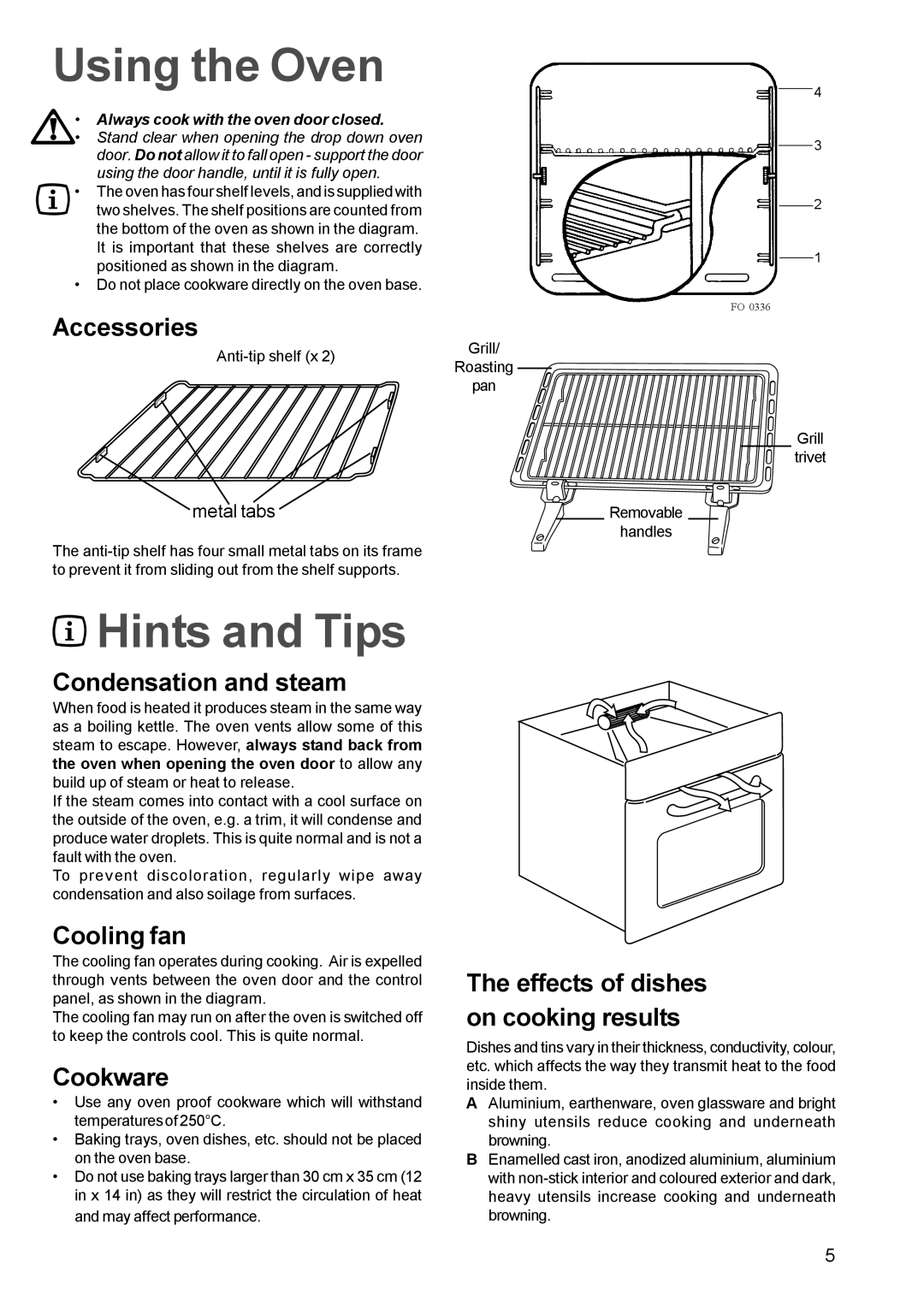 Electrolux EOB 812 manual Using the Oven, Hints and Tips 