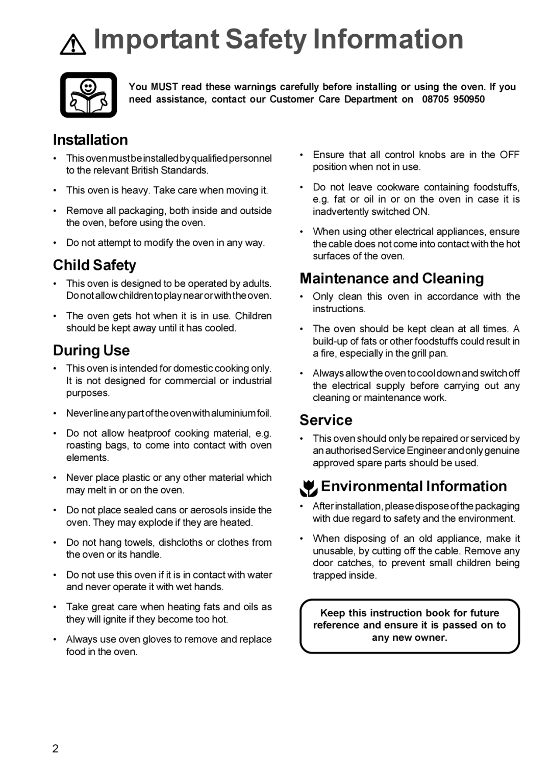 Electrolux EOB 842, EOB 847 manual Important Safety Information 