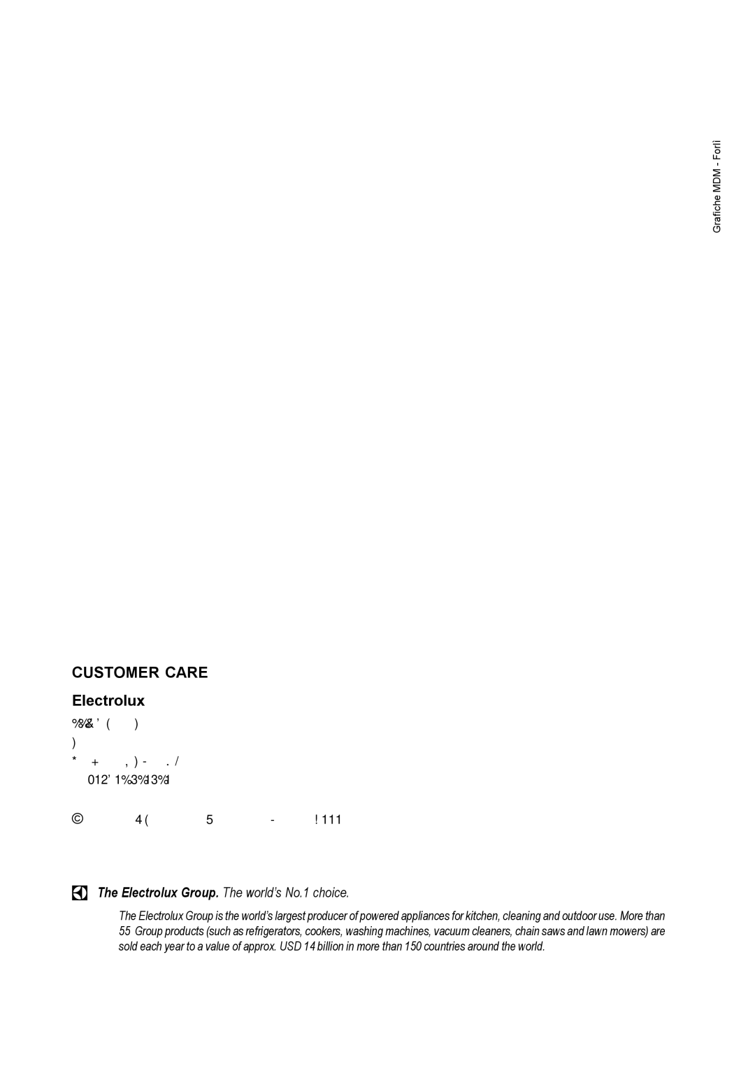 Electrolux EOB 842, EOB 847 manual Customer Care 