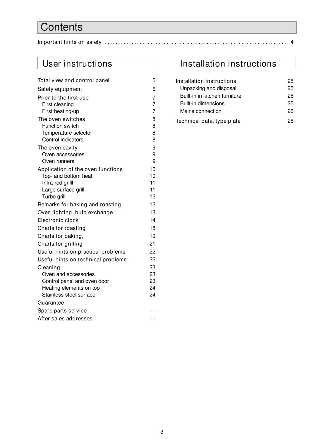 Electrolux EOB 854 installation manual Contents 