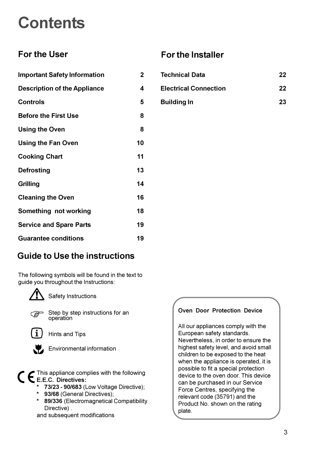 Electrolux EOB 966 manual Contents 