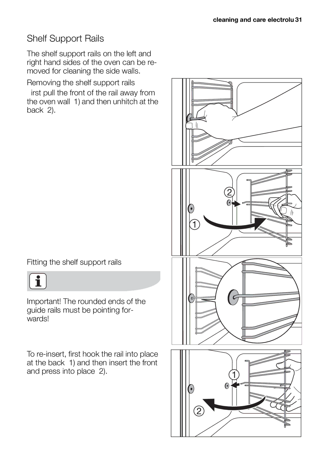 Electrolux EOB20001 user manual Shelf Support Rails 